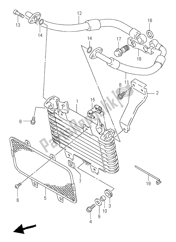 All parts for the Oil Cooler of the Suzuki GSX R 1100W 1997