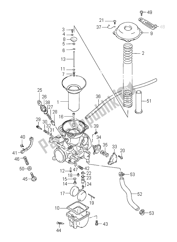 Tutte le parti per il Carburatore (posteriore) del Suzuki VS 800 Intruder 1995