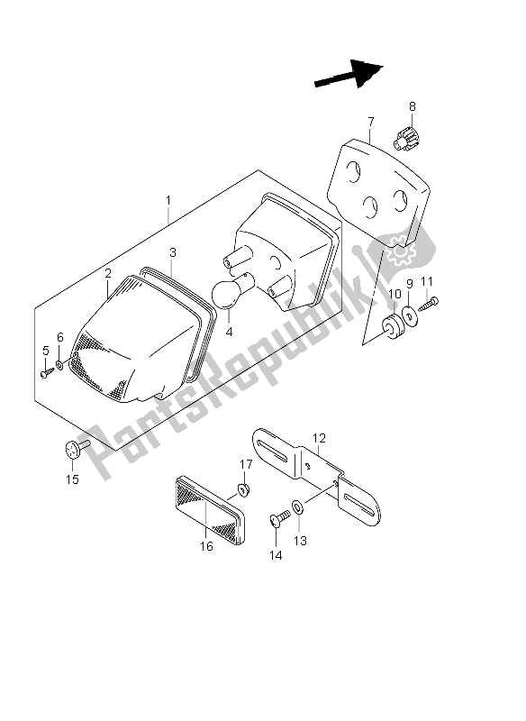 All parts for the Tail Lamp (e24) of the Suzuki DR Z 400E 2003