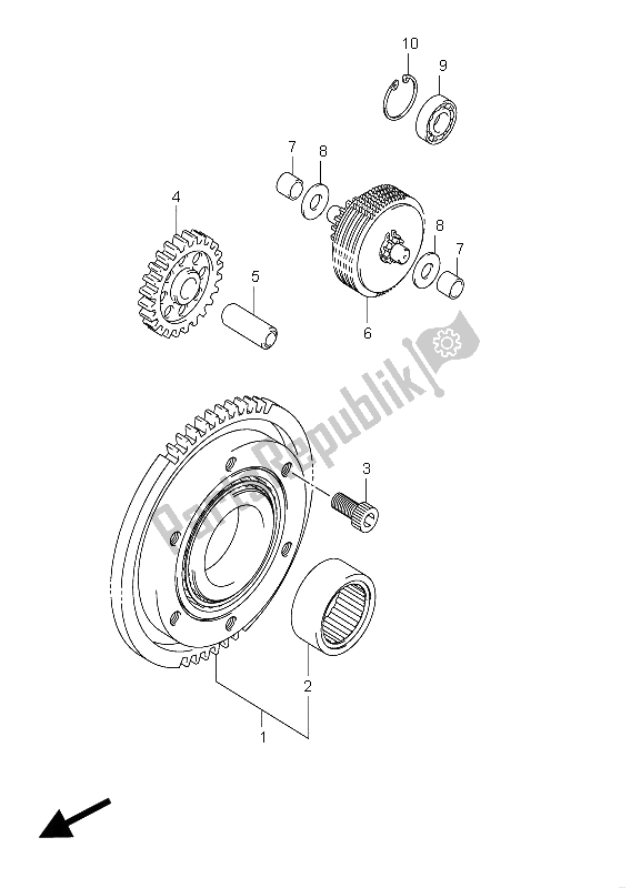 All parts for the Starter Clutch of the Suzuki LT A 750X Kingquad AXI 4X4 Limited 2008