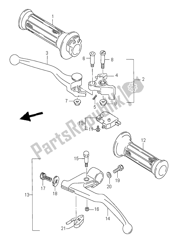 Tutte le parti per il Leva Della Maniglia del Suzuki GSX 750F 1996