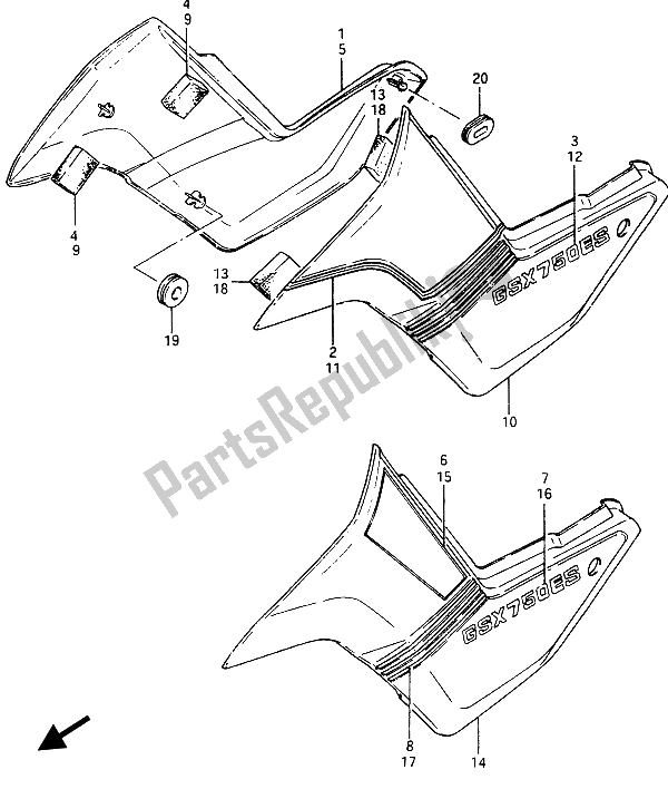 Todas las partes para Cubierta Del Marco (gsx750es) de Suzuki GSX 750 Esefe 1985