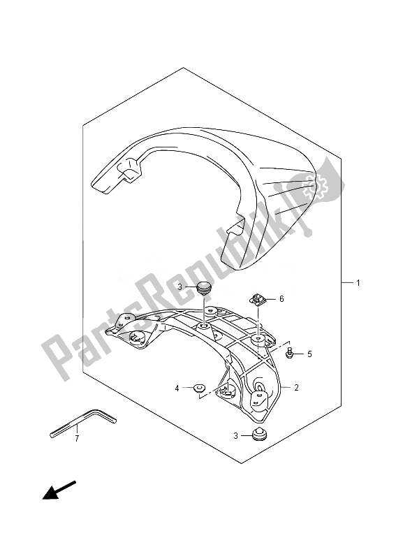 All parts for the Seat Tail Box (vzr1800 E02) of the Suzuki VZR 1800 M Intruder 2014