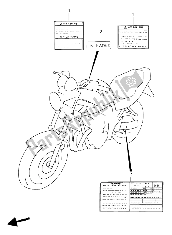 Alle onderdelen voor de Etiket van de Suzuki GSF 600 NS Bandit 1998