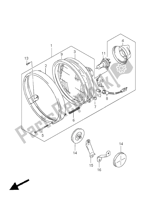 Todas las partes para Faro (e4-e17-e18-e22-e25-e34-p37) de Suzuki VZ 800 Marauder 2001