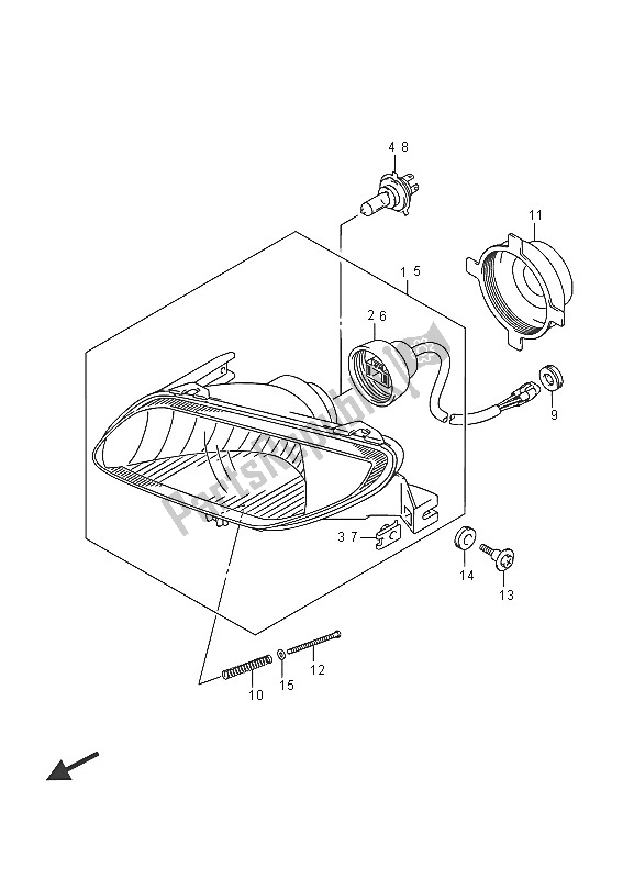 All parts for the Headlamp of the Suzuki LT A 750 XPZ Kingquad AXI 4X4 2016