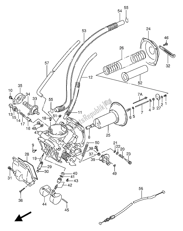 Alle onderdelen voor de Carburateur (voorzijde) van de Suzuki VX 800U 1994