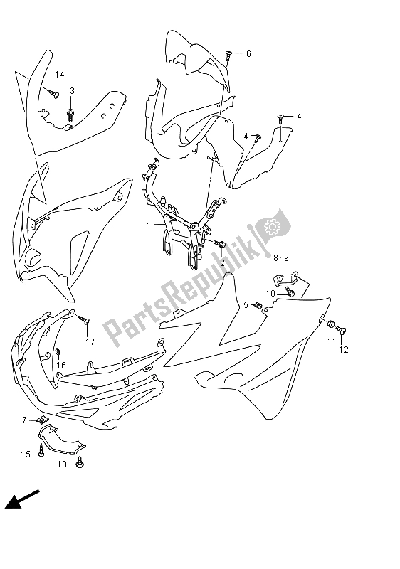 All parts for the Cowling Installation Parts of the Suzuki GSF 1250 SA Bandit 2015