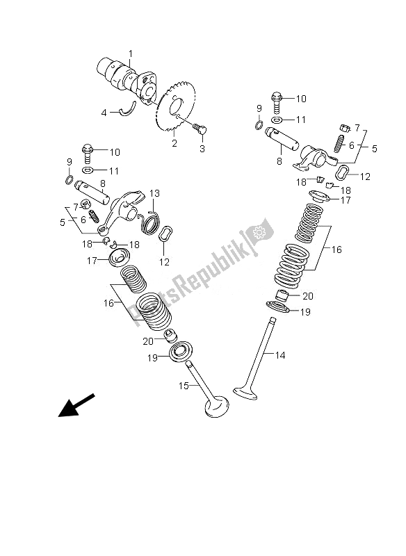 Tutte le parti per il Albero A Camme E Valvola del Suzuki DR 125 SM 2010