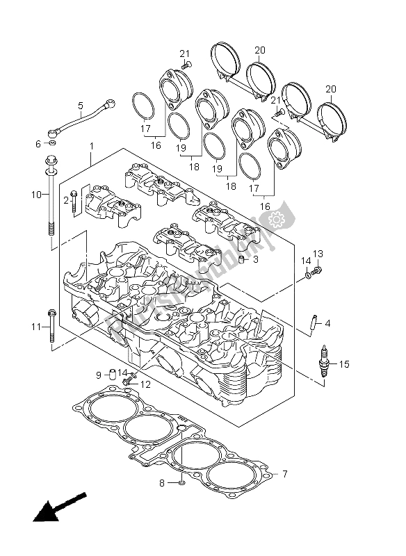 All parts for the Cylinder Head of the Suzuki GSF 1250A Bandit 2011