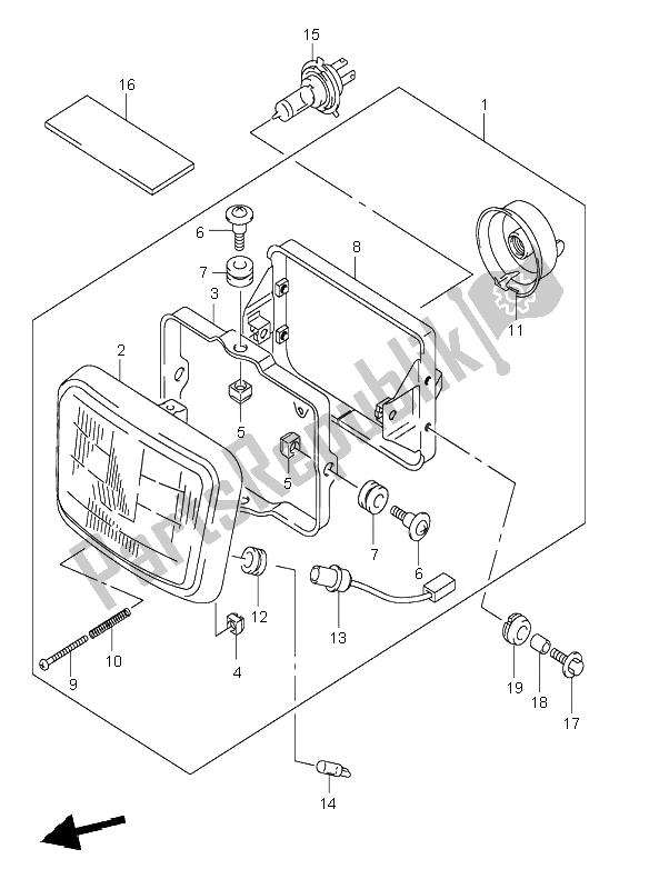 All parts for the Headlamp of the Suzuki DR Z 400S 2000