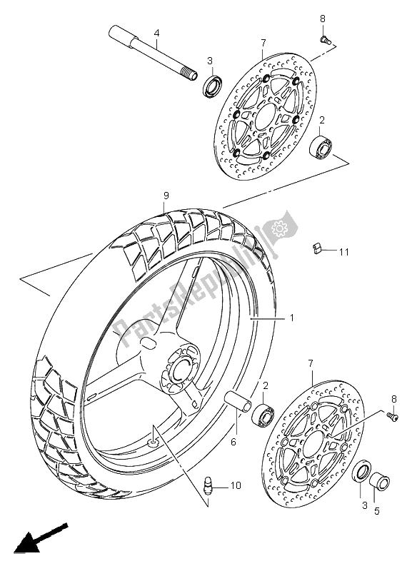 All parts for the Front Wheel of the Suzuki DL 1000 V Strom 2003