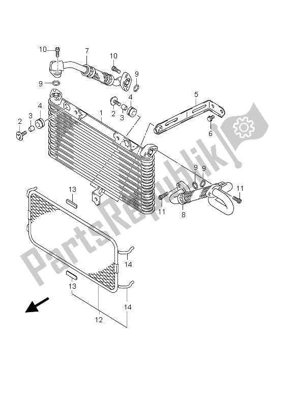 All parts for the Oil Cooler of the Suzuki GSX 1300R Hayabusa 2005