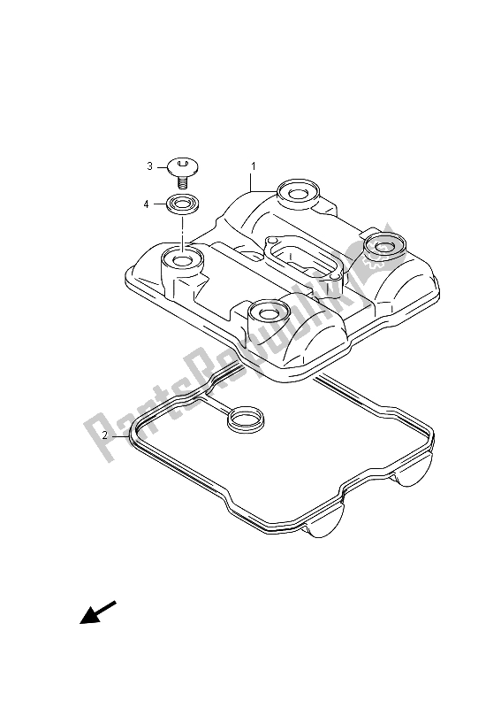 All parts for the Cylinder Head Cover of the Suzuki LT A 750 XVZ Kingquad AXI 4X4 2015