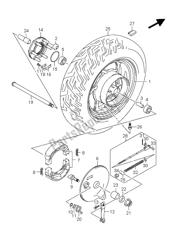 All parts for the Rear Wheel of the Suzuki VZ 800 Intruder 2010