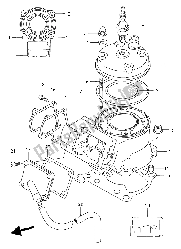 All parts for the Cylinder of the Suzuki RM 80 2001