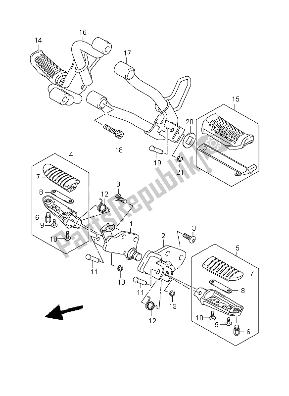 Todas las partes para Reposapiés de Suzuki DL 650A V Strom 2008