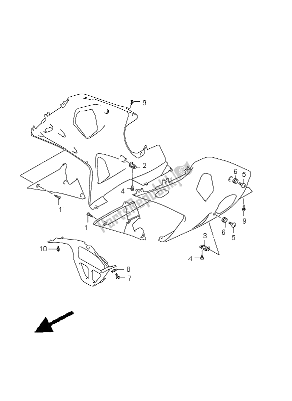 Tutte le parti per il Sotto Le Parti Dell'installazione Della Carenatura del Suzuki GSX R 1000 2001