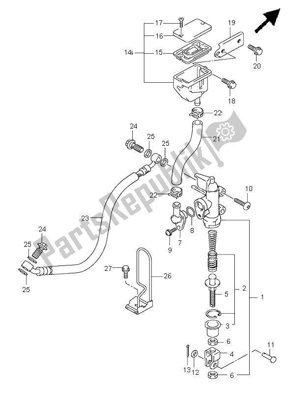 All parts for the Rear Master Cylinder of the Suzuki SV 650 NS 2006