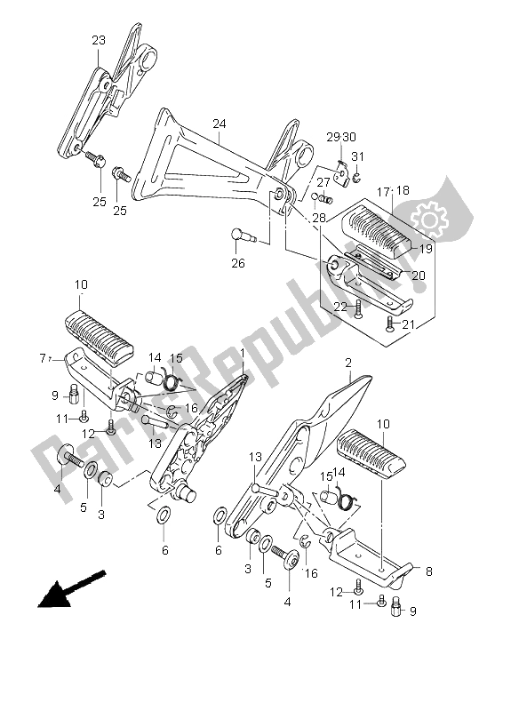 Tutte le parti per il Poggiapiedi del Suzuki GSX 1400 2004