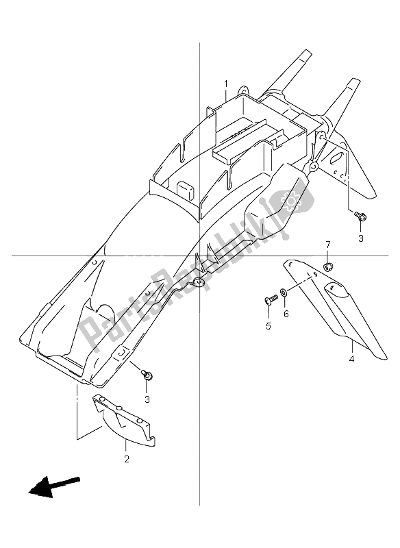 Alle onderdelen voor de Achterspatbord van de Suzuki GSF 600 NS Bandit 2001