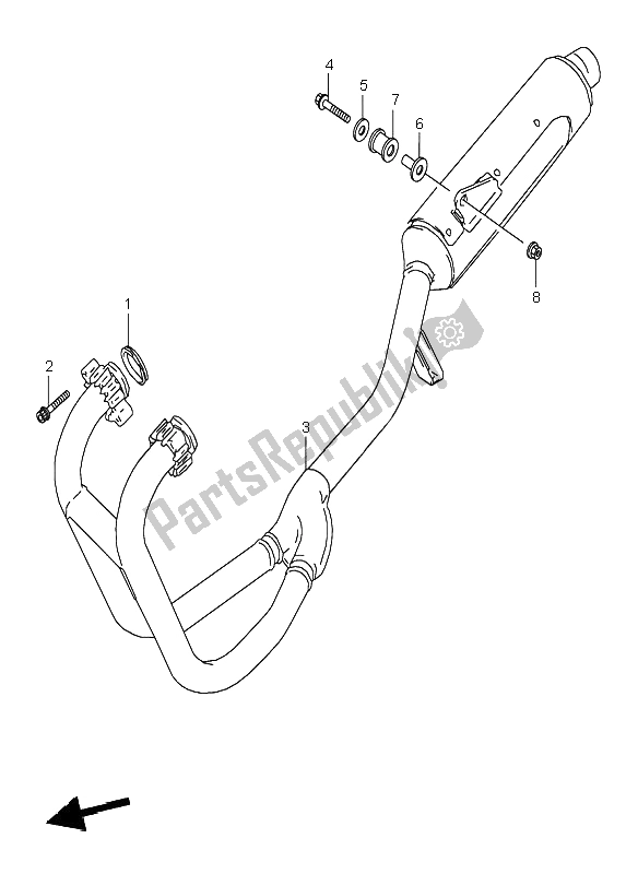 All parts for the Muffler of the Suzuki GS 500E 1995