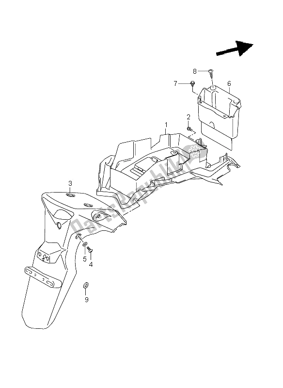 All parts for the Rear Fender (dl650ue E19) of the Suzuki DL 650A V Strom 2011