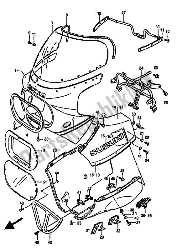All parts for the Cowling of the Suzuki GSX R 750X 1987