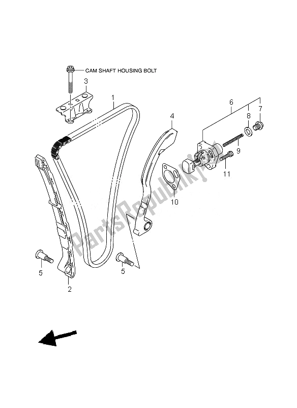 All parts for the Cam Chain of the Suzuki GSX R 1000 2007