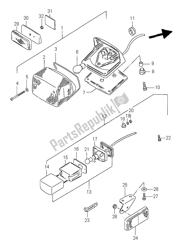 Toutes les pièces pour le Feu Arrière Combiné du Suzuki VS 800 Intruder 1996