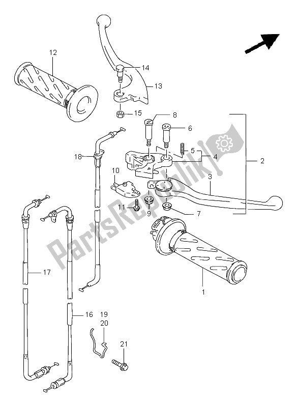 All parts for the Handle Lever of the Suzuki GSF 1200 Nssa Bandit 1998