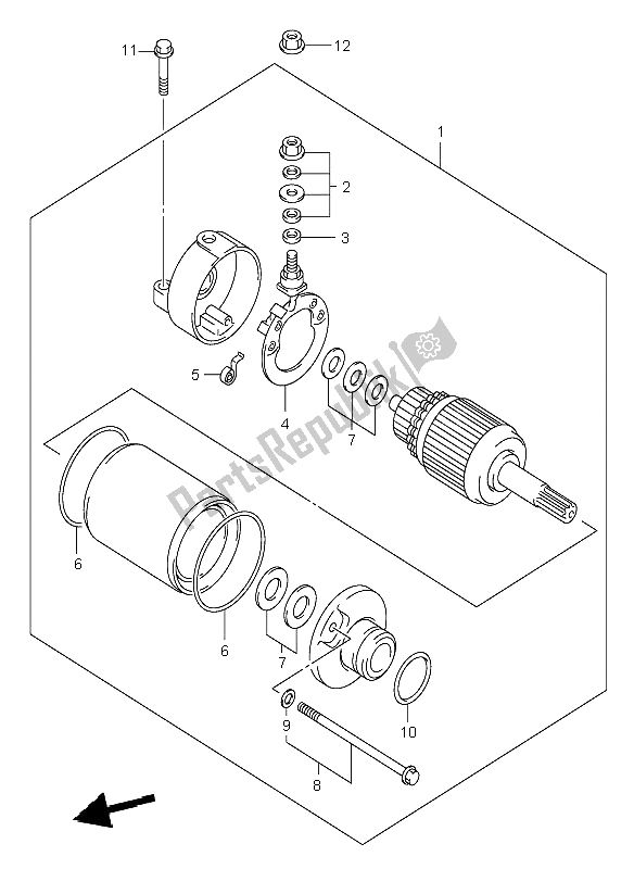 All parts for the Starting Motor (dr-z400e) of the Suzuki DR Z 400E 2002