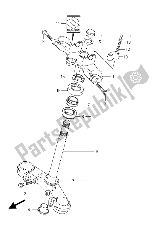 All parts for the Steering Stem of the Suzuki SFV 650A Gladius 2011