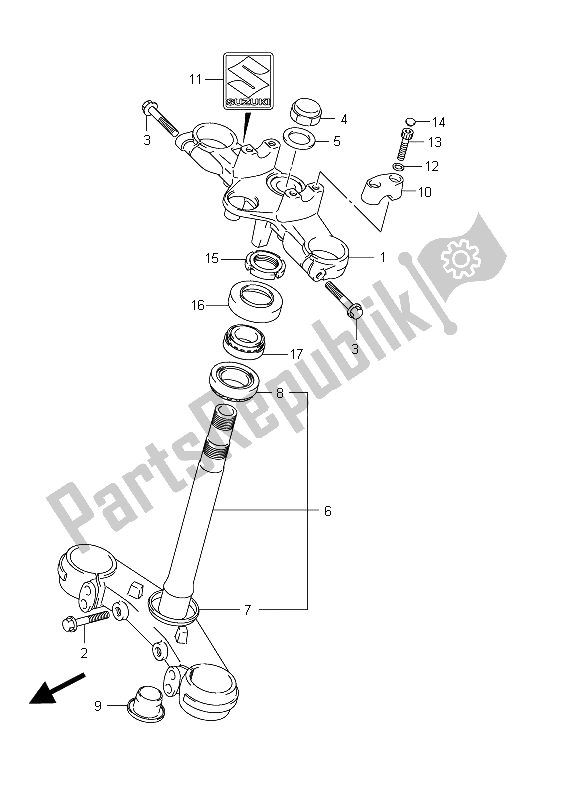 All parts for the Steering Stem of the Suzuki SFV 650A Gladius 2011