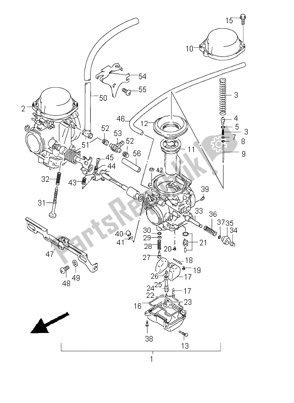 All parts for the Carburetor (gs500-u-p37) of the Suzuki GS 500H 2001