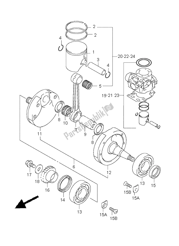 Toutes les pièces pour le Vilebrequin du Suzuki RM 250 2003