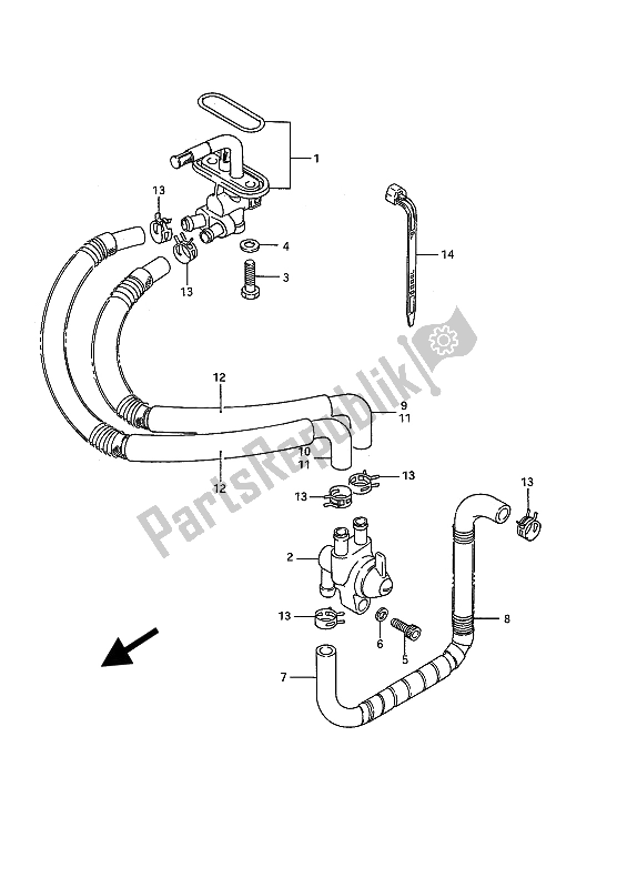 All parts for the Fuel Cock of the Suzuki VS 1400 GLP Intruder 1989