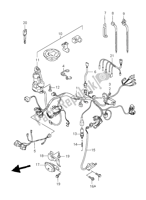 All parts for the Wiring Harness of the Suzuki GSX 750F 2001