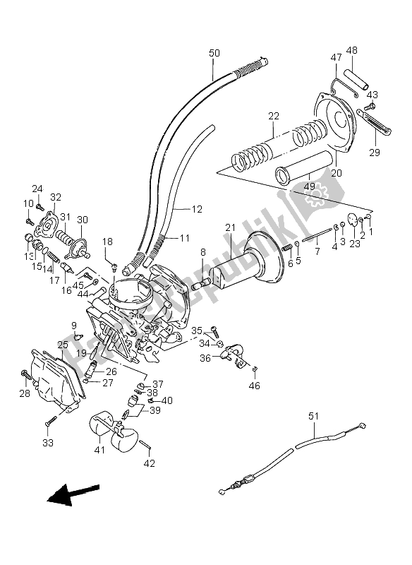 Tutte le parti per il Carburatore (anteriore E18) del Suzuki VS 800 Intruder 1998