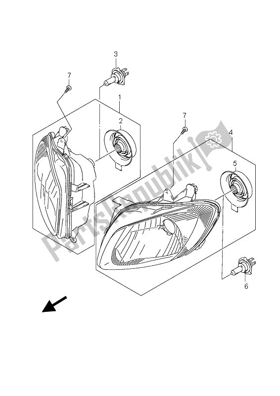 Todas las partes para Linterna Frontal (e24) de Suzuki AN 650A Burgman Executive 2006