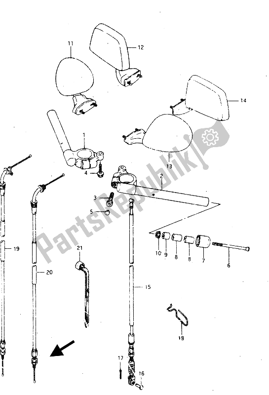 Toutes les pièces pour le Guidon du Suzuki GSX R 750R 1986