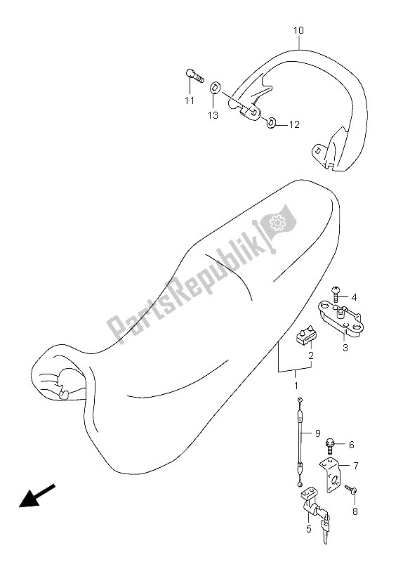 All parts for the Seat of the Suzuki GSX 600F 2004