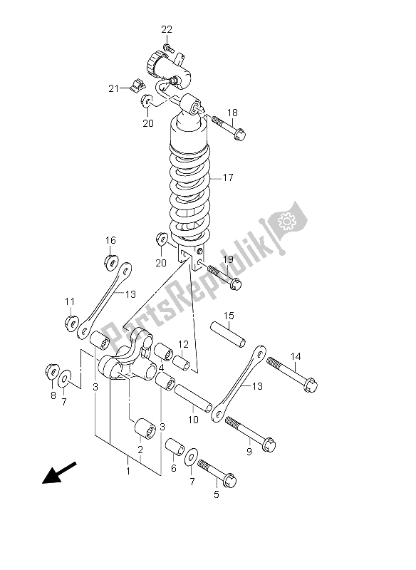 Tutte le parti per il Leva Del Cuscino Posteriore del Suzuki DL 650 V Strom 2004