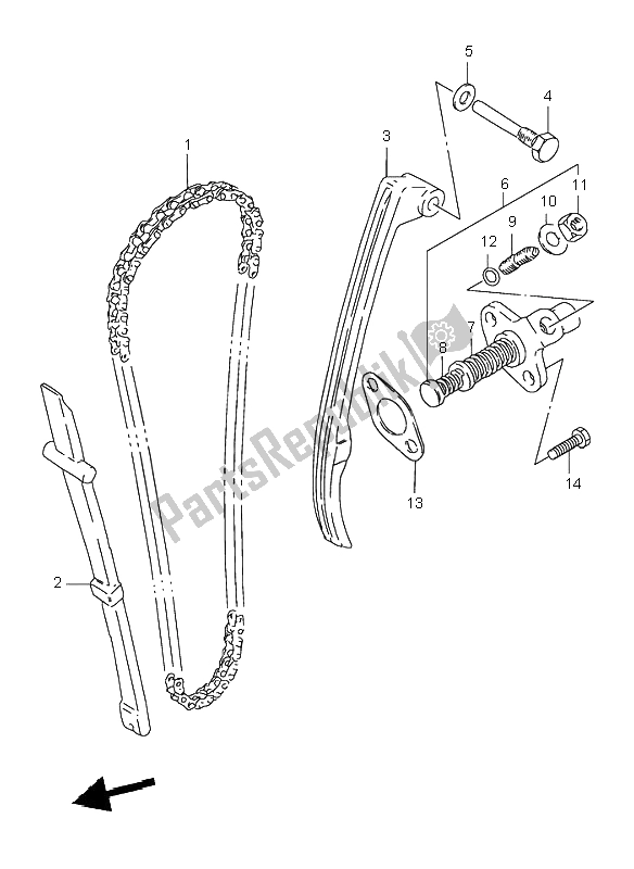 All parts for the Cam Chain of the Suzuki DR 125 SE 2000