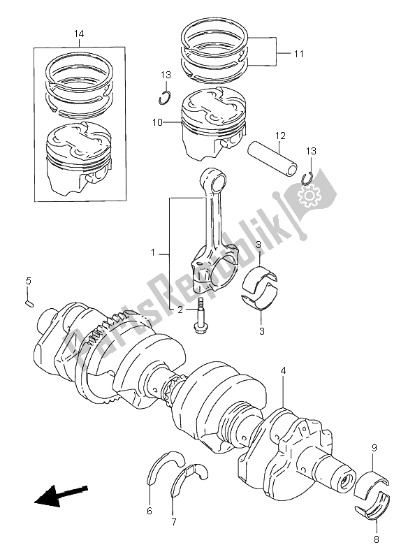 Tutte le parti per il Albero A Gomiti del Suzuki GSX 750 2001