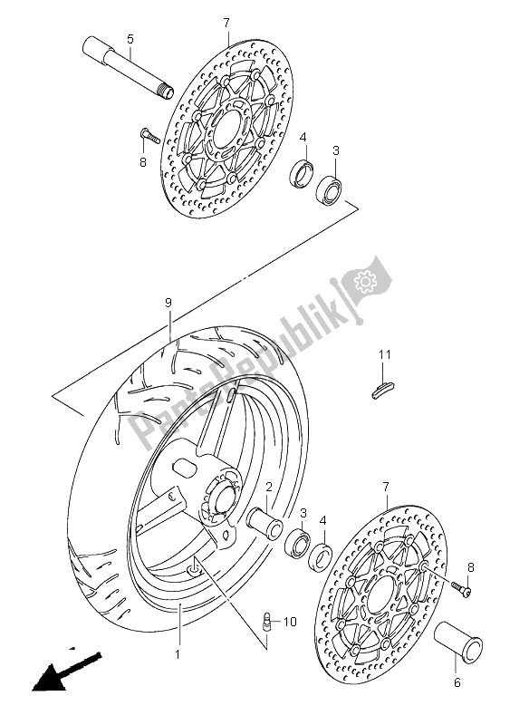 Toutes les pièces pour le Roue Avant du Suzuki GSX R 1000 2003