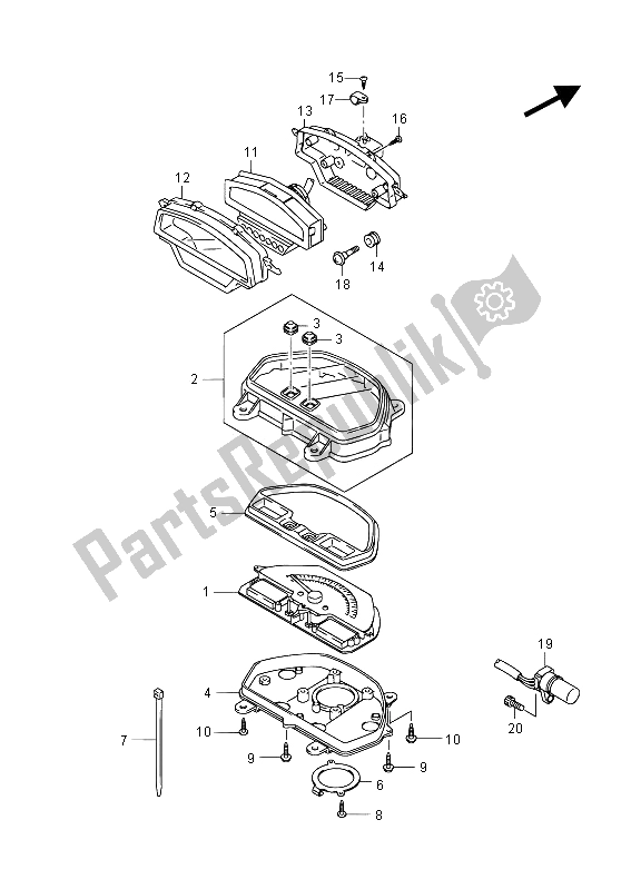 Tutte le parti per il Tachimetro (vzr1800z E19) del Suzuki VZR 1800 NZR M Intruder 2012