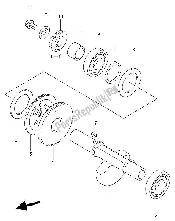 Alle onderdelen voor de Crank Balancer van de Suzuki LT A 500F Quadmaster 2001