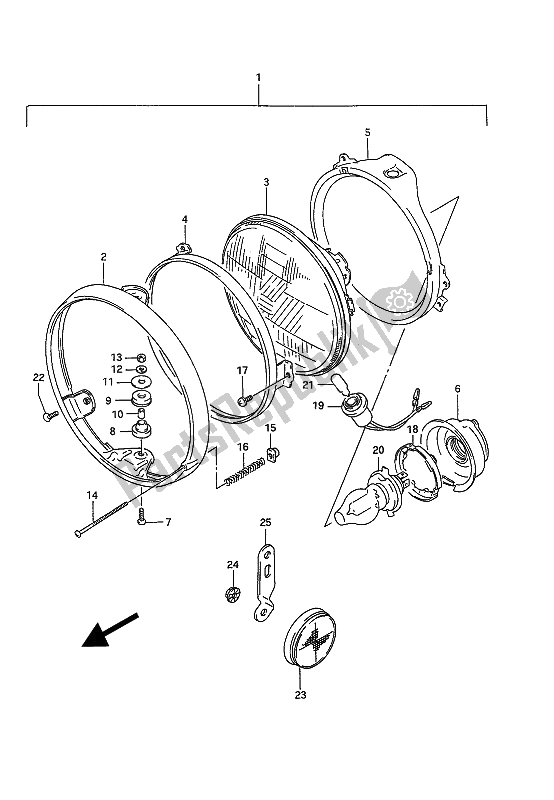 Alle onderdelen voor de Koplamp van de Suzuki GSX 1100G 1993