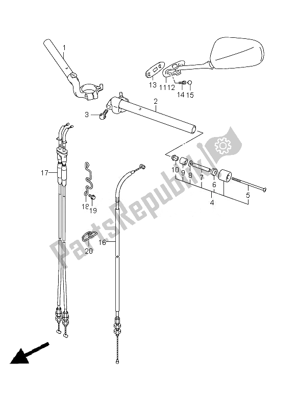 Toutes les pièces pour le Guidon (avec Capot) du Suzuki SV 650 SA 2010